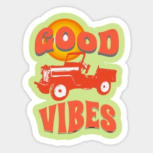 GOOD VIBES SUMMERTIME RED CAR. Sticker